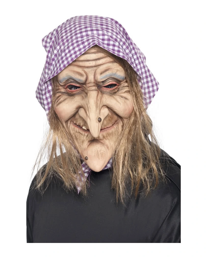Fiese Hexen Maske Mit Kopftuch 1 Fiese Hexen Maske Mit Kopftuch