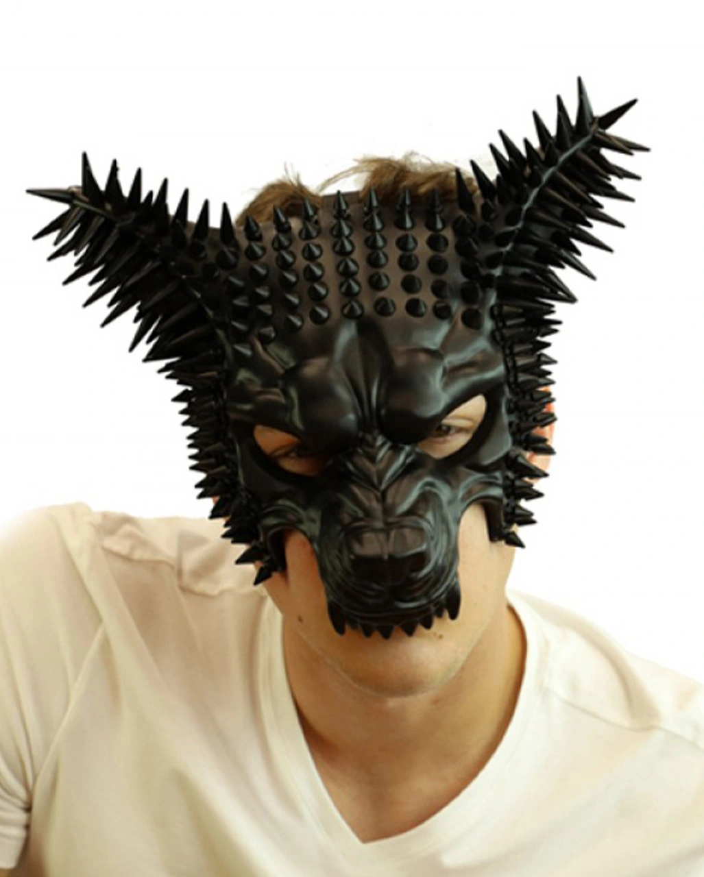 Schwarze Burning Man Spike Wolf Maske 1 Schwarze Burning Man Spike Wolf Maske