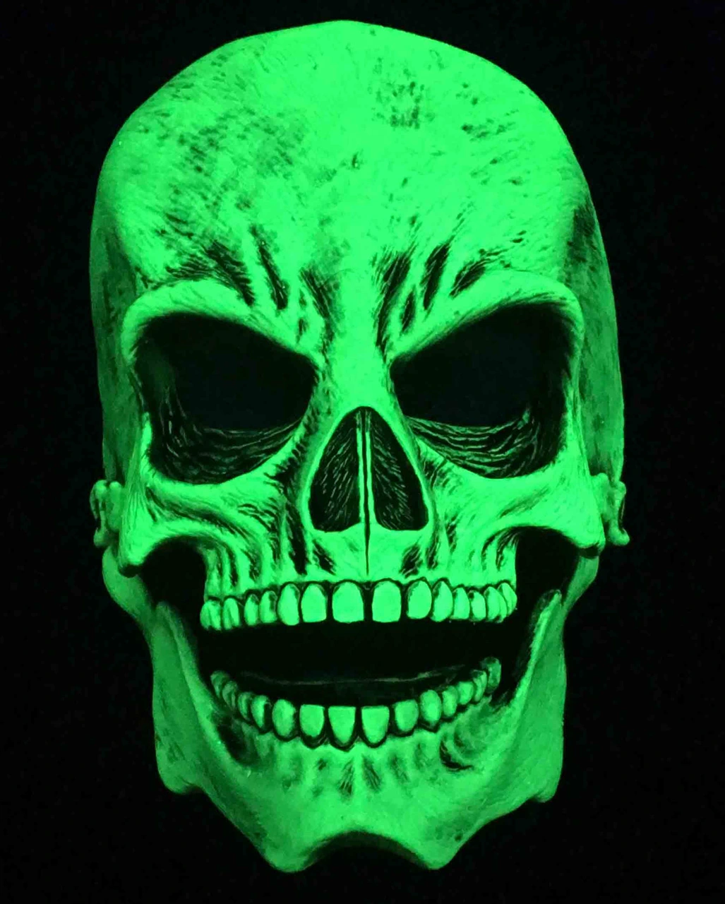 Grüne Totenschädel Maske UV Aktiv 2 Grüne Totenschädel Maske UV Aktiv – Bild 2