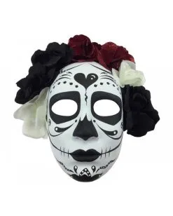 Sugar Skull Maske Mit Blumen -Deutschland Halloween Masken Verkäufe 2023 sugar skull maske mit blueten sugar skull maske mit blumen dia de los muertos maske 50516 01