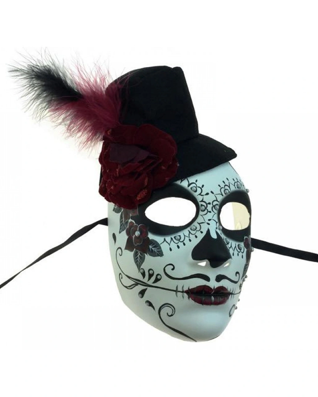 Day Of The Dead Maske Mit Mini Zylinder 1 Day Of The Dead Maske Mit Mini Zylinder