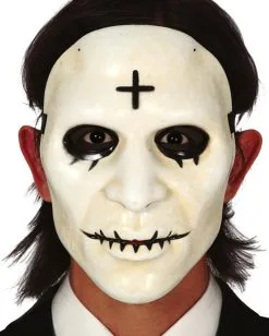 PVC Maske Mit Kreuz Weiß